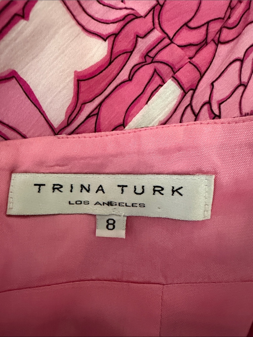 Pink Floral Print Tina Turk Halter Style Dress Size 8 - Picture 11 of 16